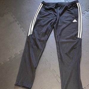Black adidas track pants white stripes